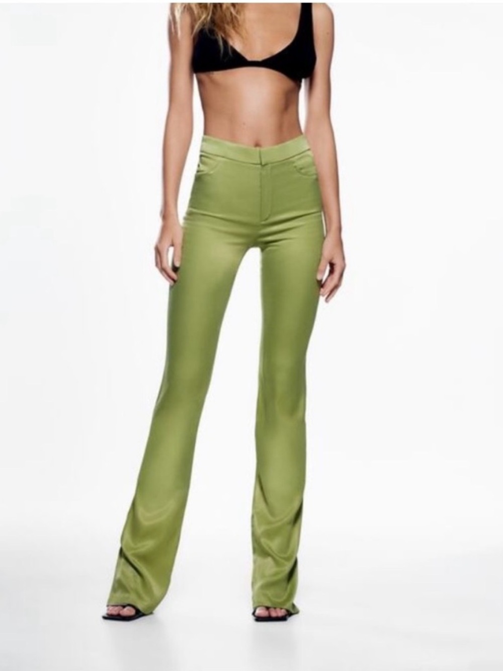 Ara Olive Green High-Rise Flare Pants